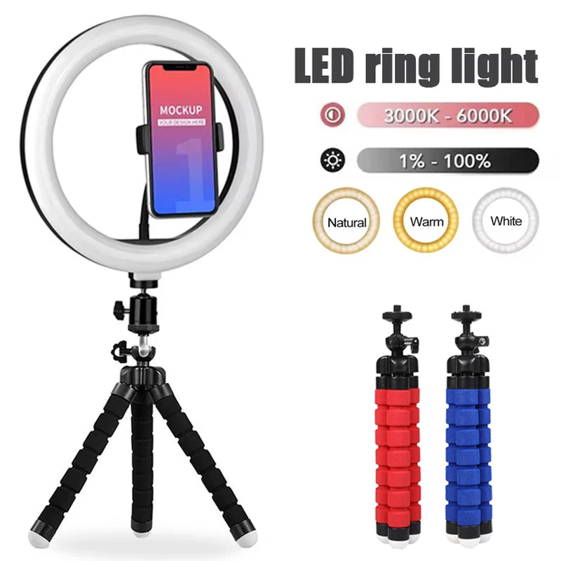 LED Ring Selfie Light Dimmable Photography Lighting USB Charge Lamp