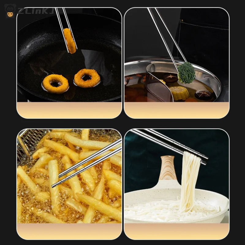Stainless Steel Chopsticks Long Cook Noodles Deep Fried Pot Chinese Zpaxo