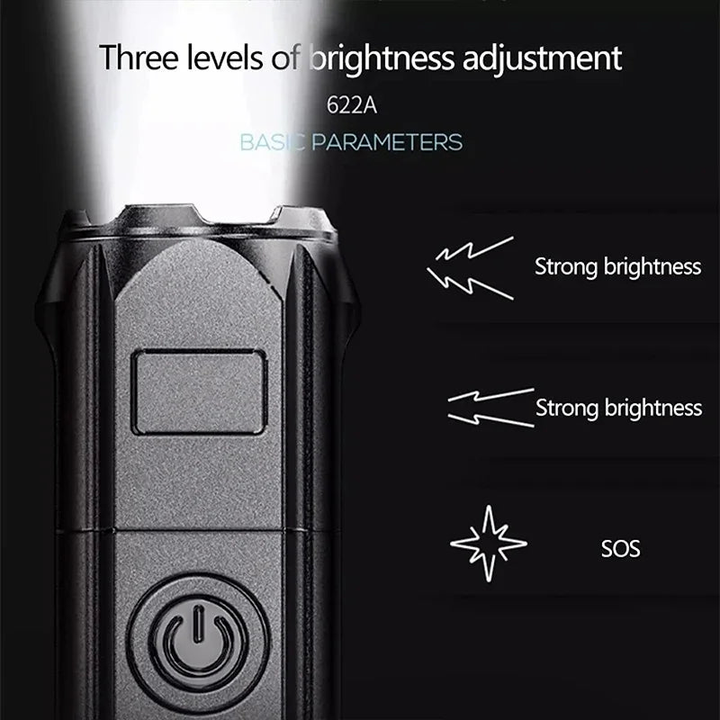 Rechargeable Zoomable LED Flashlight – IPX6 Waterproof Torch