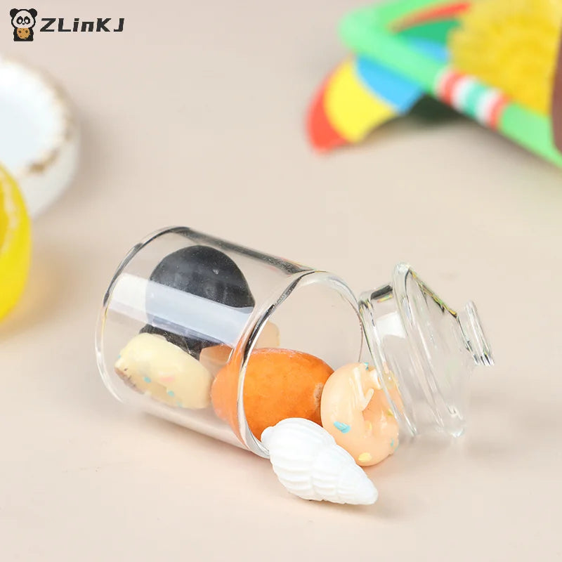 ▶High borosilicate mini glass candy jar food play doll house accessories Zpaxo
