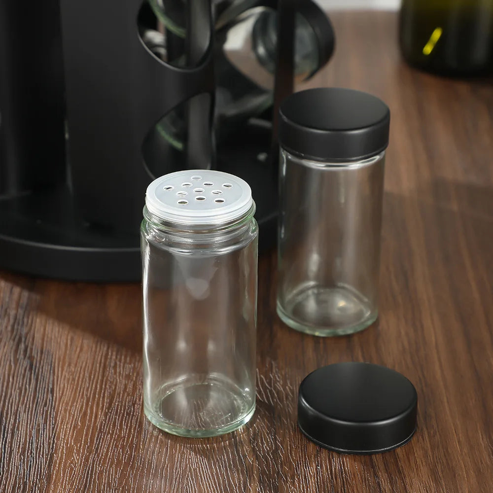 360° Rotating Stainless Steel Spice Rack – Multi-Compartment