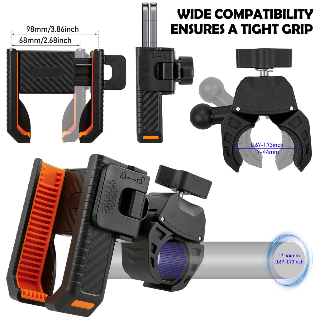 Golf Cart Phone Holder Tool Free Anti Shake Mount Universal Square Round Pole Handlebar Clamp for 4.5 to 7 Inch Screen GPS Zpaxo