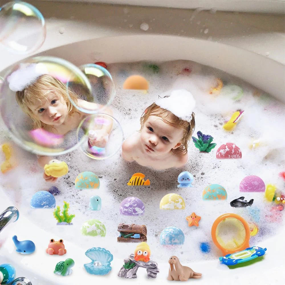 Kids Ocean-themed Bath Salts 12 Surprise Toys Organic Safe Bubble