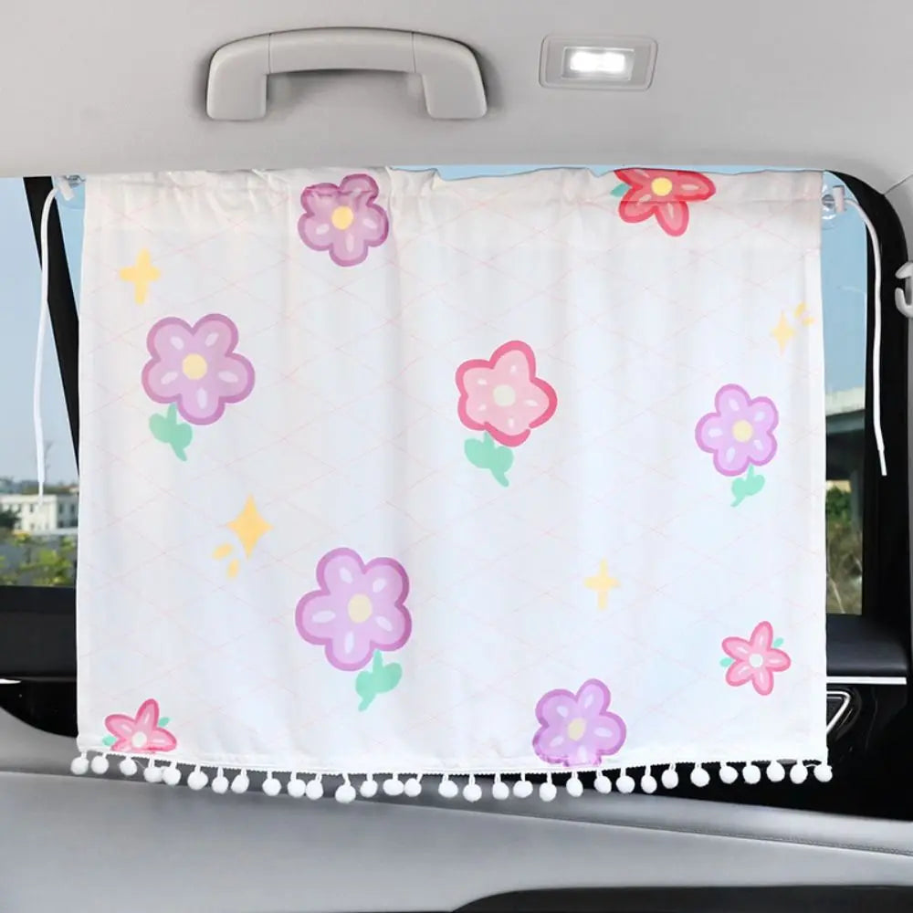 Flower Cartoon Car Curtain Suction Cup Panda Sunshade Sunscreen Zpaxo flower