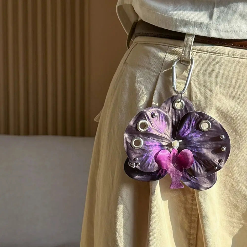 Phone Charms Phalaenopsis Orchid Keychain Keychains Keyring Imitation Flower Pendant Fashion Cloth Bag Pendant Couple Kids Zpaxo