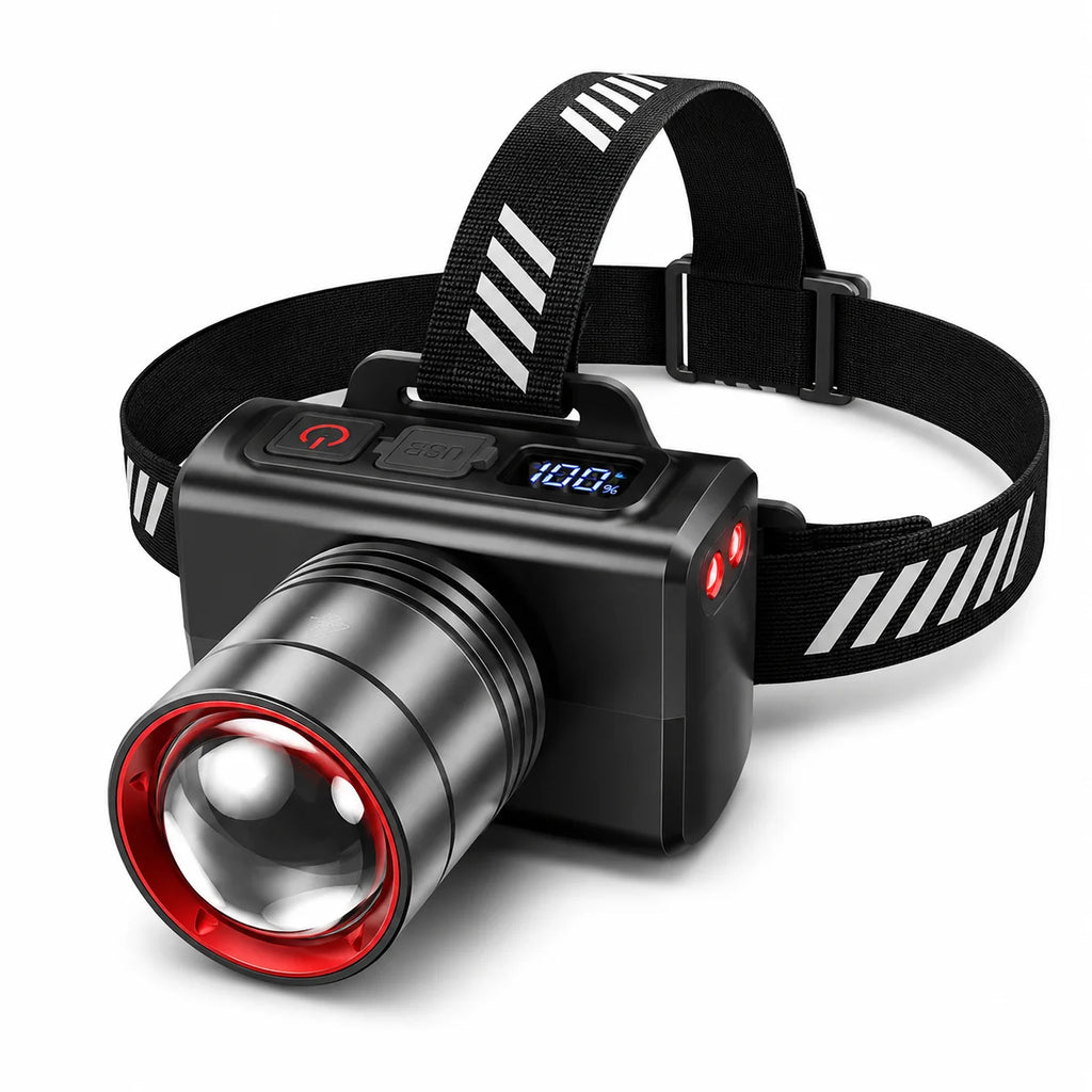 LED Rechargeable Headlamp Adjustable Zoom Waterproof Ultra Bright Headlight USB Head Torch for Camping Hiking Fishing Repair SOS Zpaxo
