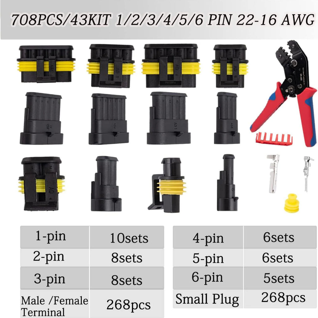 Waterproof Electrical Wire Connectors Plug 1 2 3 4 5 6 Pin Car