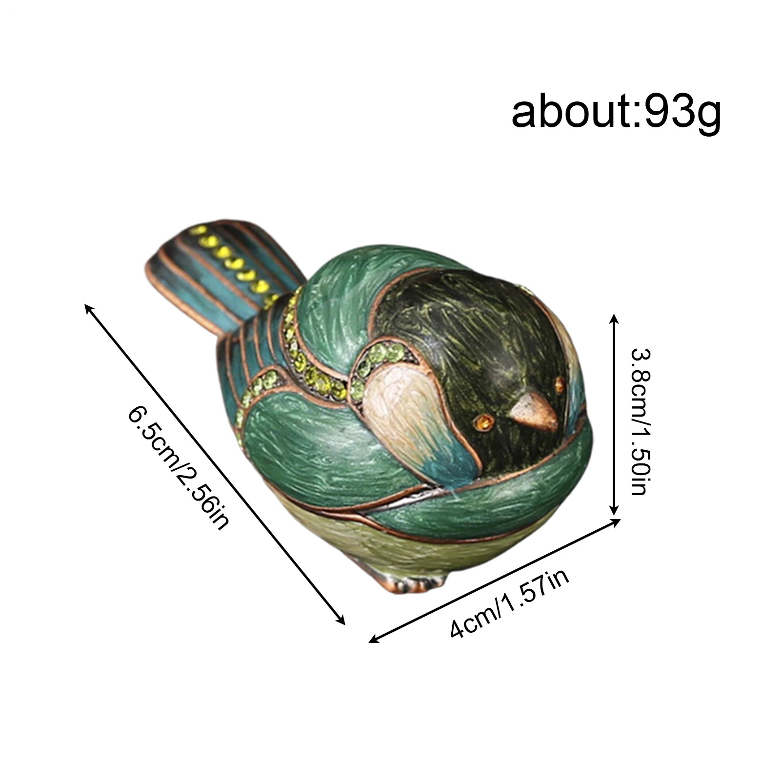 Bird Trinket Box Shape Enamel Jewelry Earring Organizer Rhinestone