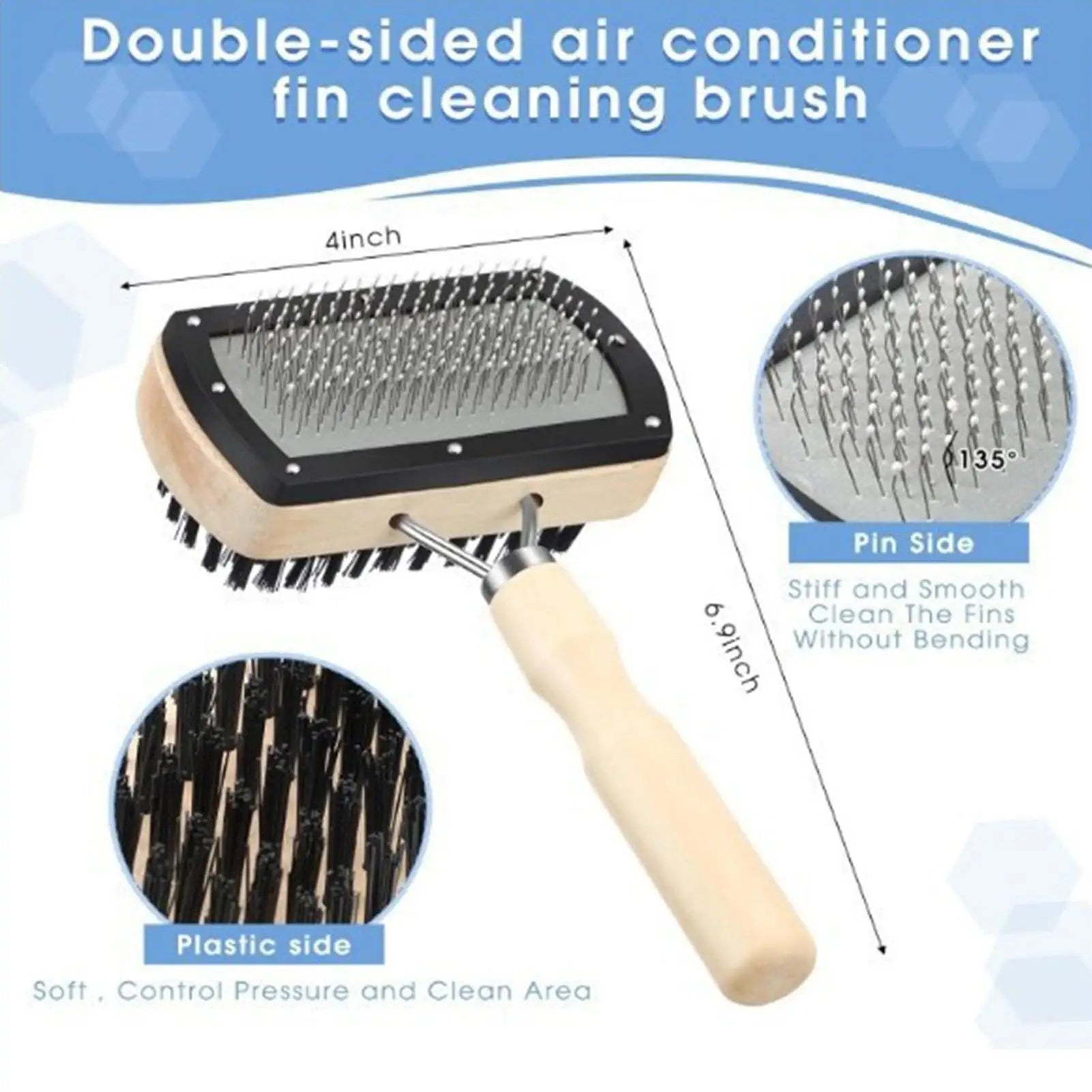 Air Conditioner Cleaner Kit Non-Slip Handle AC Washer Tool Air Conditioner Condenser Fin Comb for Home Dorm Hotel Dormitory Zpaxo