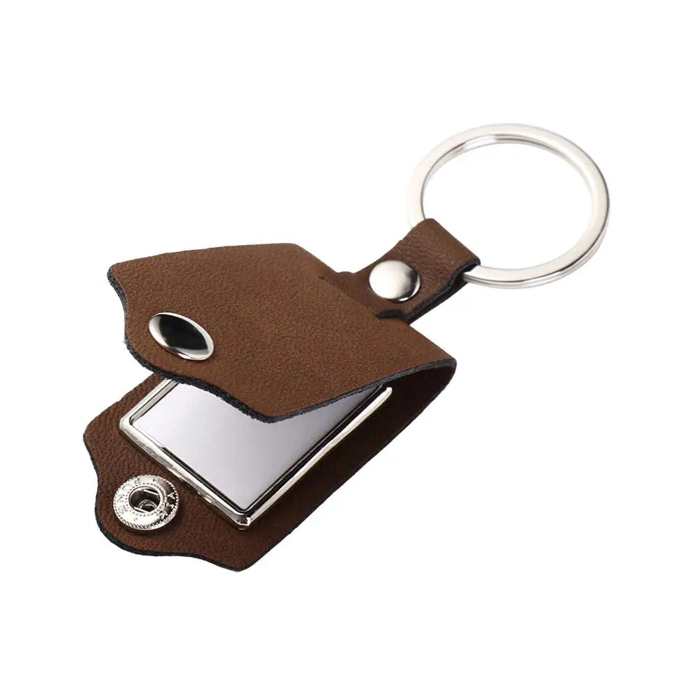Couples Friends Gifts DIY Photo Keyring PU Leather Metal Key Chains Fashion Photo Frame Car Key Ring Thanksgiving Zpaxo brown