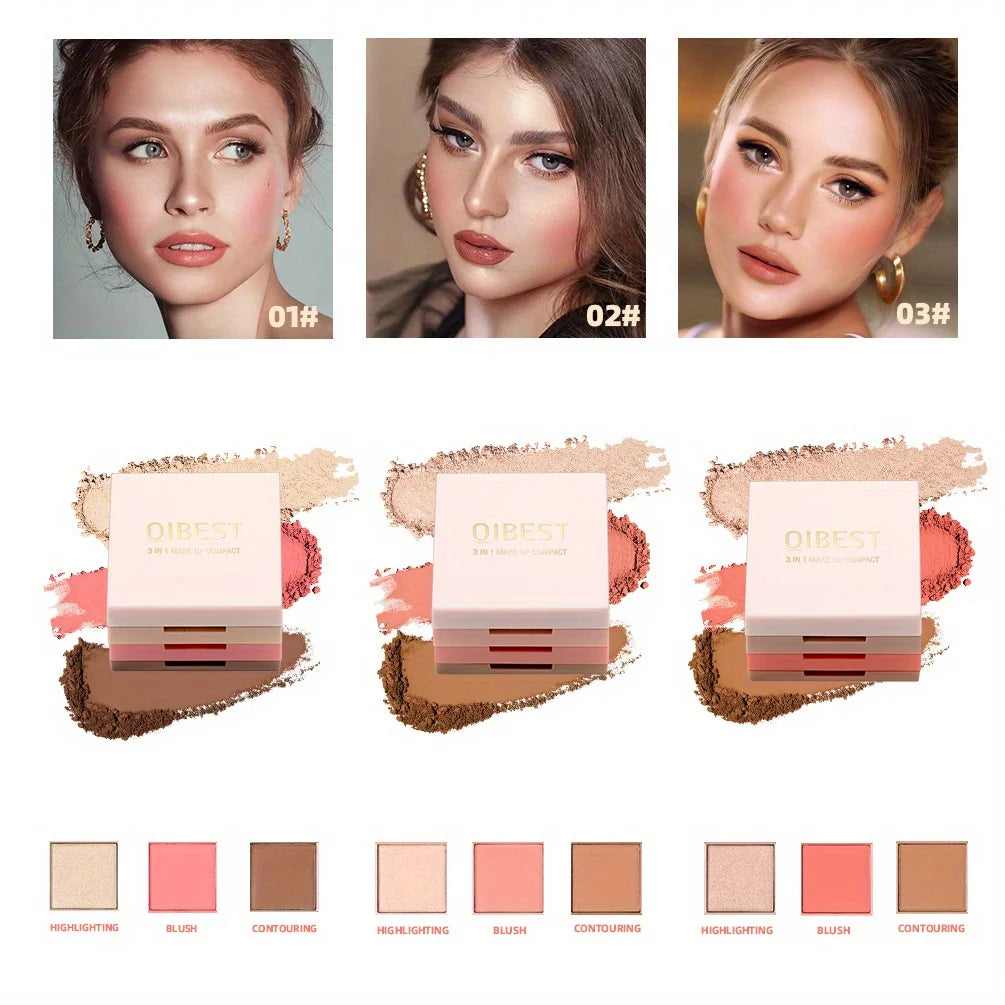 3 In 1 Matte Highlighter Blush Palette Blush Eyeshadow Face Cosmetics Makeup Palette Female Multifunctional Palette Zpaxo