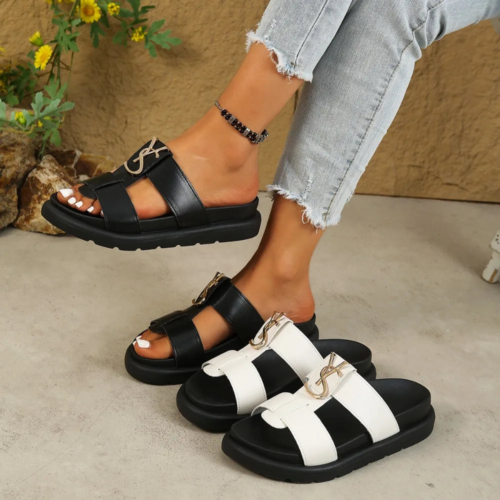 Women Slippers 2026 Fashion Open Toe Flats Luxury Designer Casual Women Sandals Daily Outdoor Comfort Open Toe Flip Flops Zpaxo