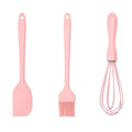 3PCS/SET Whisk Barbecue Oil Brush Gadget Kitchen Supplies Silicone Baking Set Cake Cream Spatula Scraper Kitchen Household Egg Zpaxo Pink