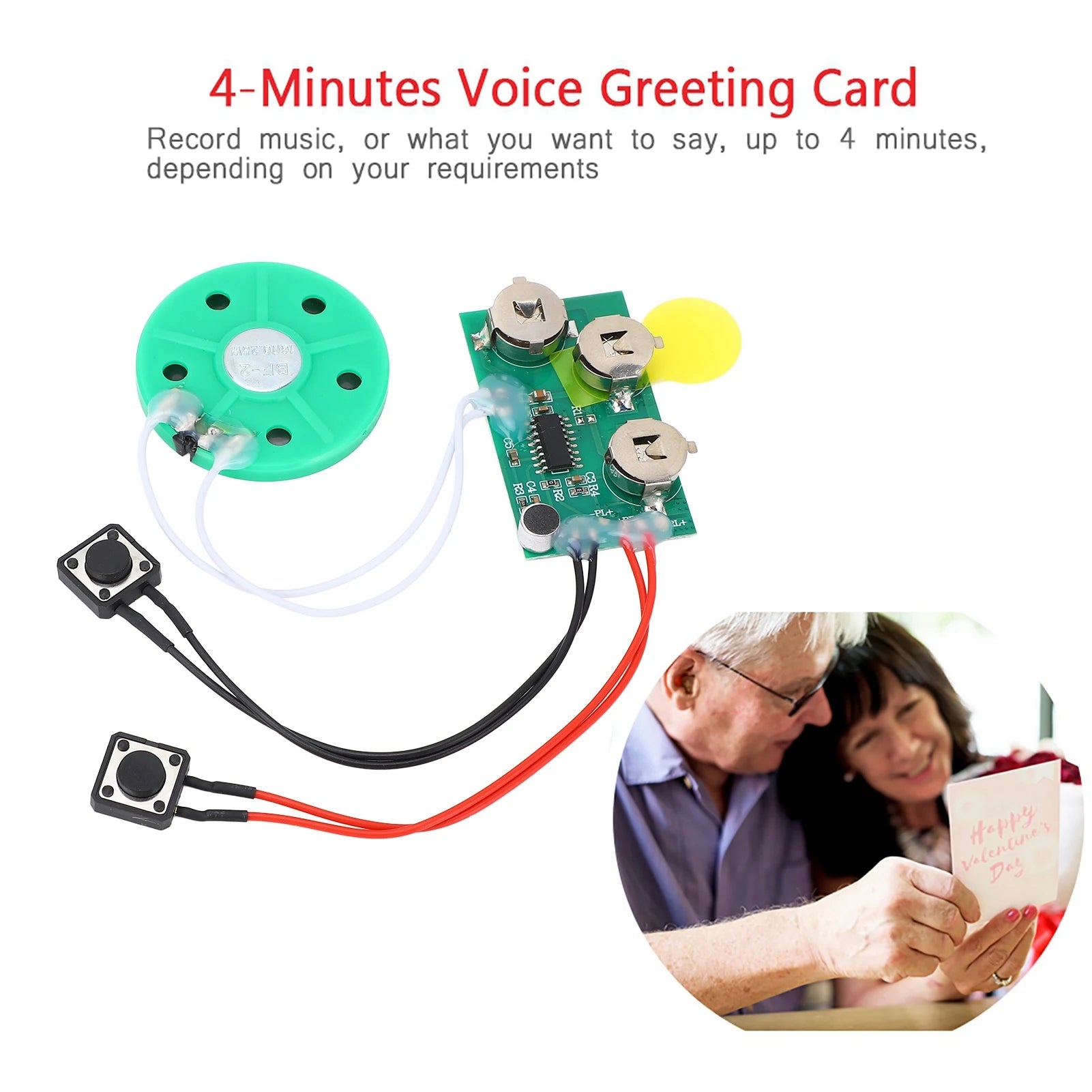 Recordable Voice Module DIY Greeting Card Chip 4 Minutes Recordable Voice Sound Chip Voice Greeting Card for Holiday Zpaxo