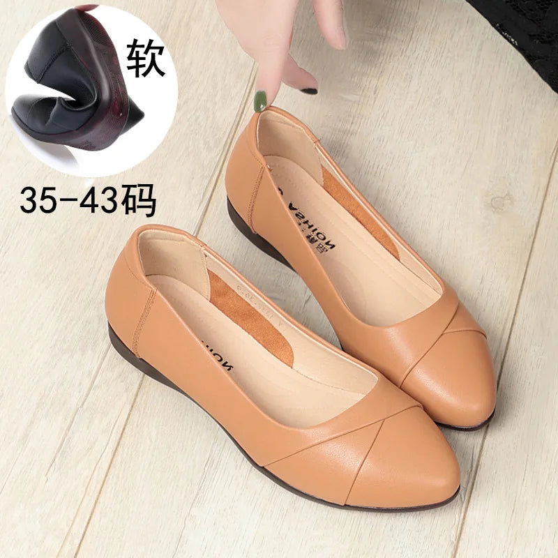 CINESSD 2023 Autumn Women Flat Shoes Leather Comfortable Bottom Big Zpaxo