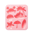 6 Cavity Tropical Beach Theme Silicone Mold Summer Animal Crab Shell Fondant Candy Chocolate Mould Diy Baking Accessories Zpaxo Pink