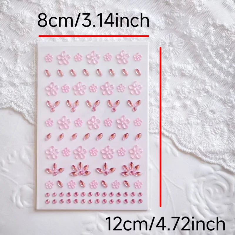 Flower Face Sticker Pure Self-adhesive Rhinestones Jewelry Decals Zpaxo