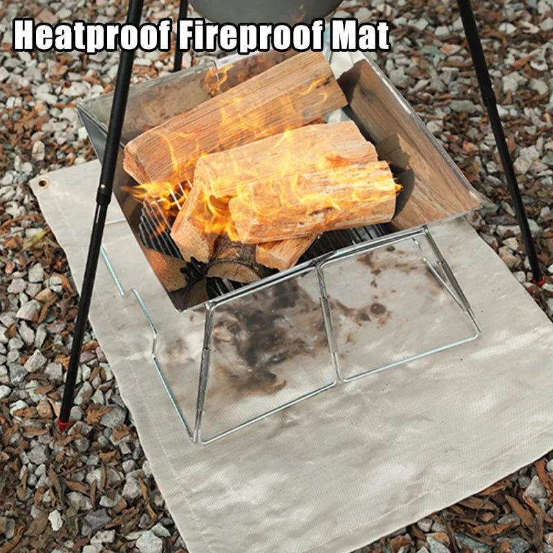 Outdoor Camping Fiberglass Mat Fireproof Cloth Picnic Barbecue