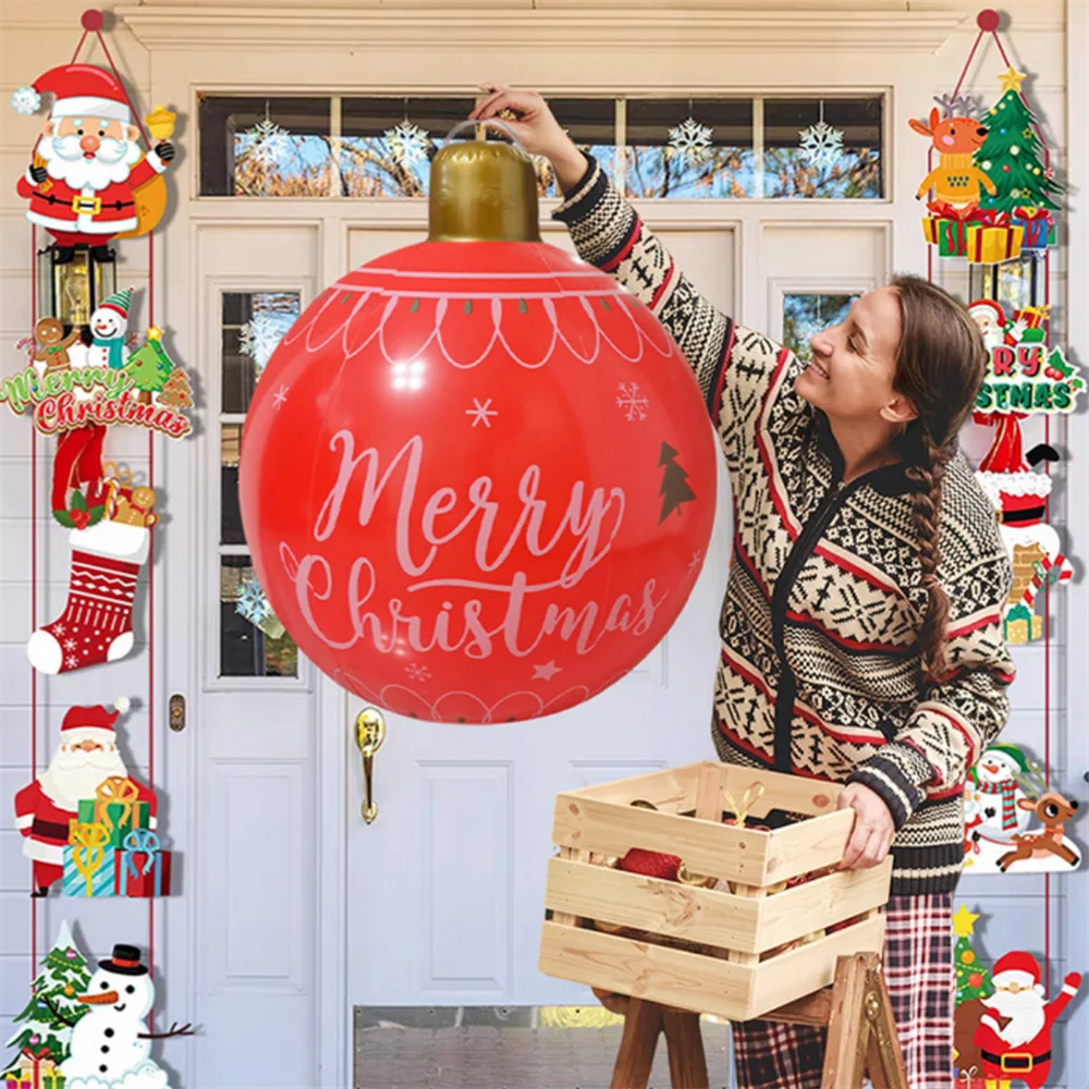 55cm Giant Inflatable Christmas Ball – PVC Xmas Ornament Decor