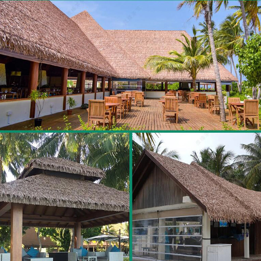 Grass Artificial Thatch Roofing for Outdoor Garden Patio Umbrella Cover 1mx50cm Straw Roof Thatch Simulation Panel Palm Thatch Zpaxo