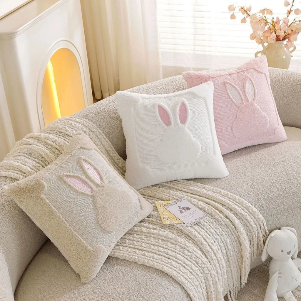 Fluffy Easter Bunny Pillow Cover Soft Plush Cushion Case Sofa Bed