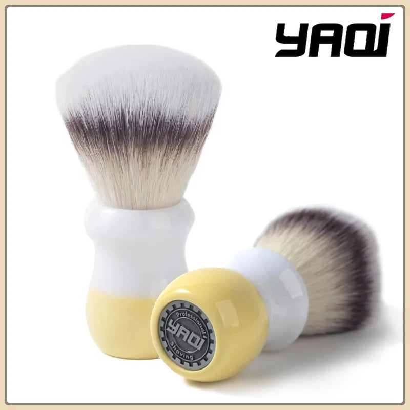 YAQI New Fashion Milk tea Color Synthetic Hair For Mens Wet Shaving Brush Soft High Quality Portable Travel Shaving Brush Zpaxo