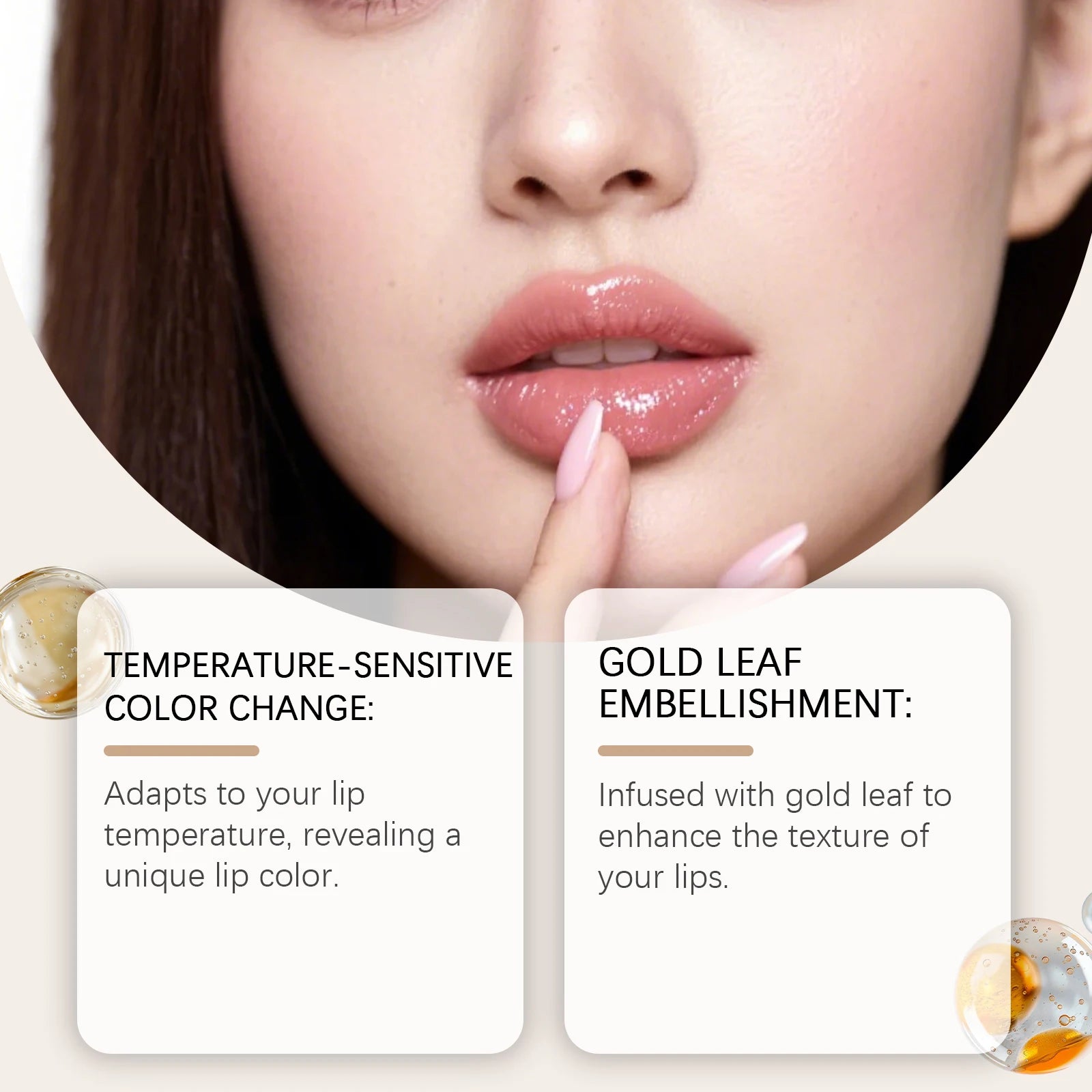 Gold Foil Color Changing Lipstick – Long-Wear Glossy Lip Balm Color Changing Lipstick Zpaxo