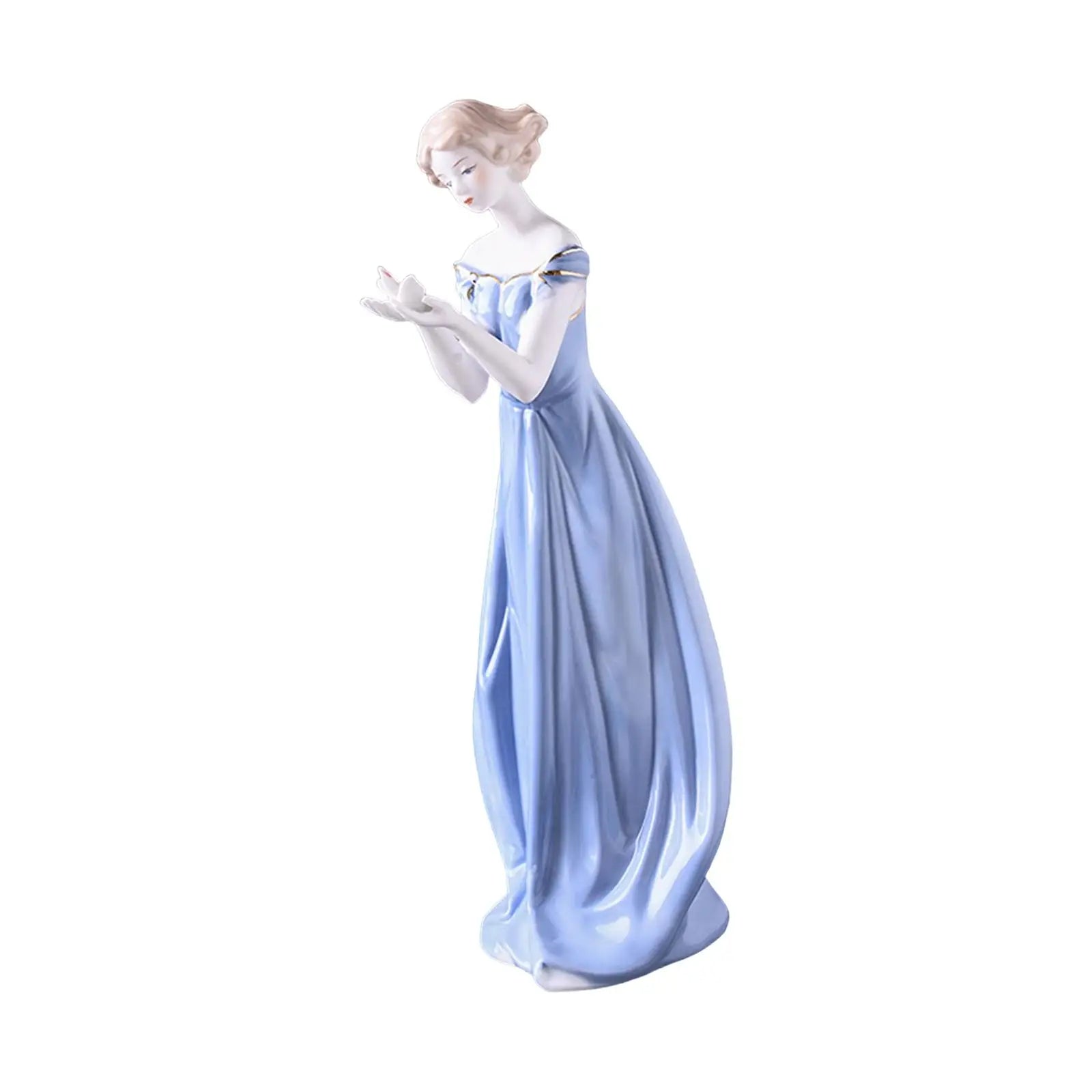 Porcelain Lady Statue – Ceramic Girl Figurine Home Decor Gift Decorative Figurine Zpaxo Style B
