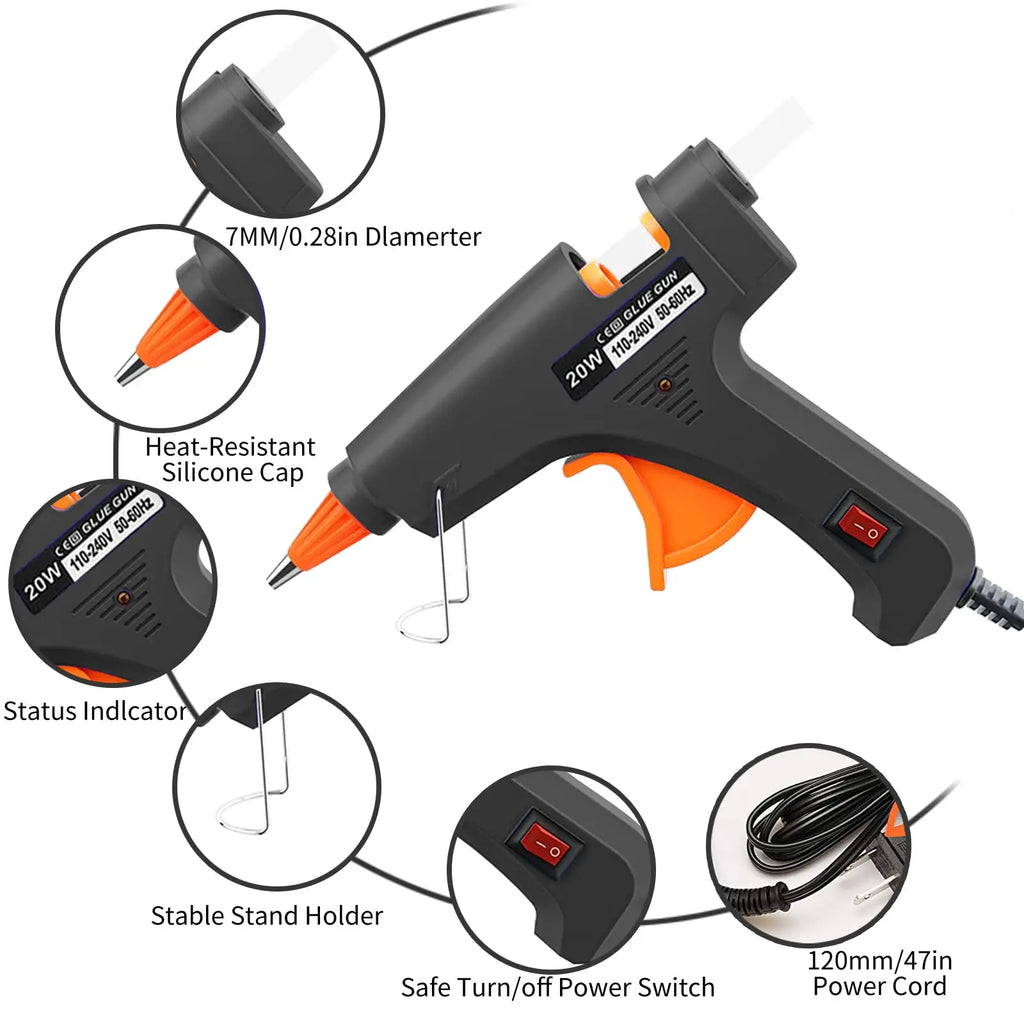 Hot Melt Glue Gun20W Hot Melt Glue Gun Using Glue Stick for DIY Handicrafts, Arts and Crafts, Christmas Gifts, Quick Home Repair Zpaxo