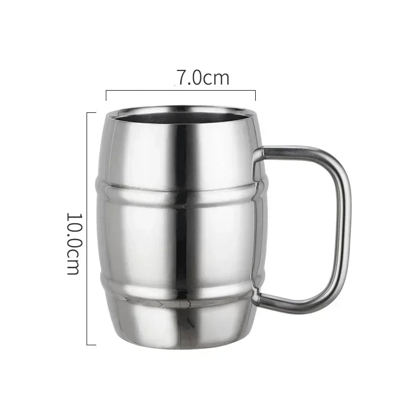 New Double Wall Stainless Steel Beer Mug Portable Coffee Tea Cups Travel Tumbler Office Use Water Cup with Handle Drinkware Zpaxo 450ml 401-500ml
