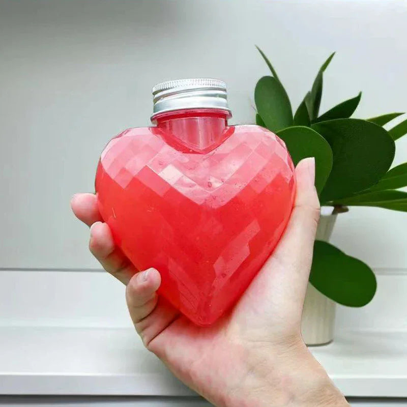 For Drinks Storage Containers Drinking Water Bottles Plastic Water Bottle With Lids Caps 300ml Plastic Heart Shape Bottles 10Pcs Zpaxo