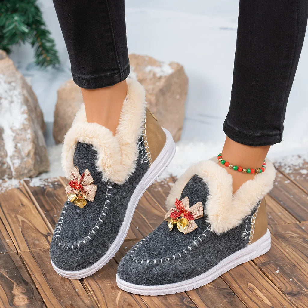Women Ankle Boots 2025 New Thickened Fluff Lined Snow Boots Easy To Wear Short Fashionable Shoes Warm Cotton Flats Shoes Women Zpaxo