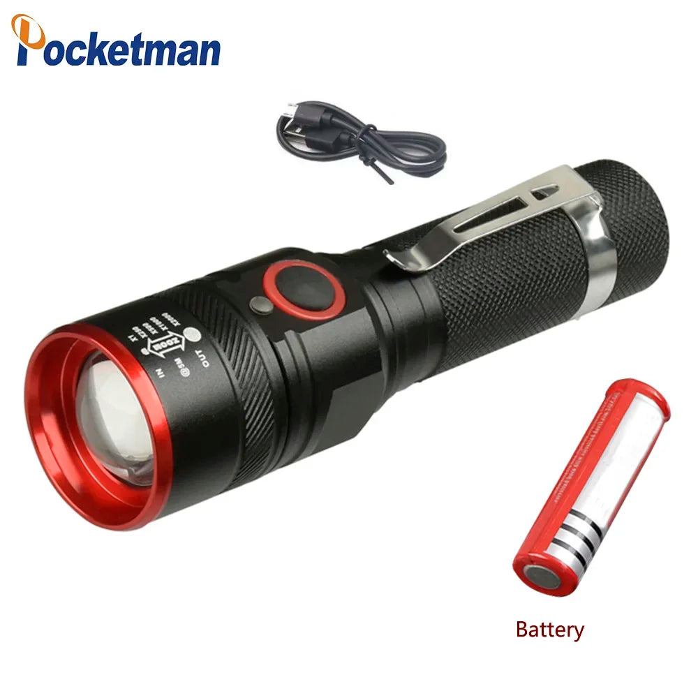 POCKETMAN 1800 Lumen Zoomable LED Flashlight | Waterproof Torch