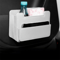 Foldable Design Car Interior Storage Organizer Leather Material Leatherette Material Car Trash Bin Multifunction Design Zpaxo White