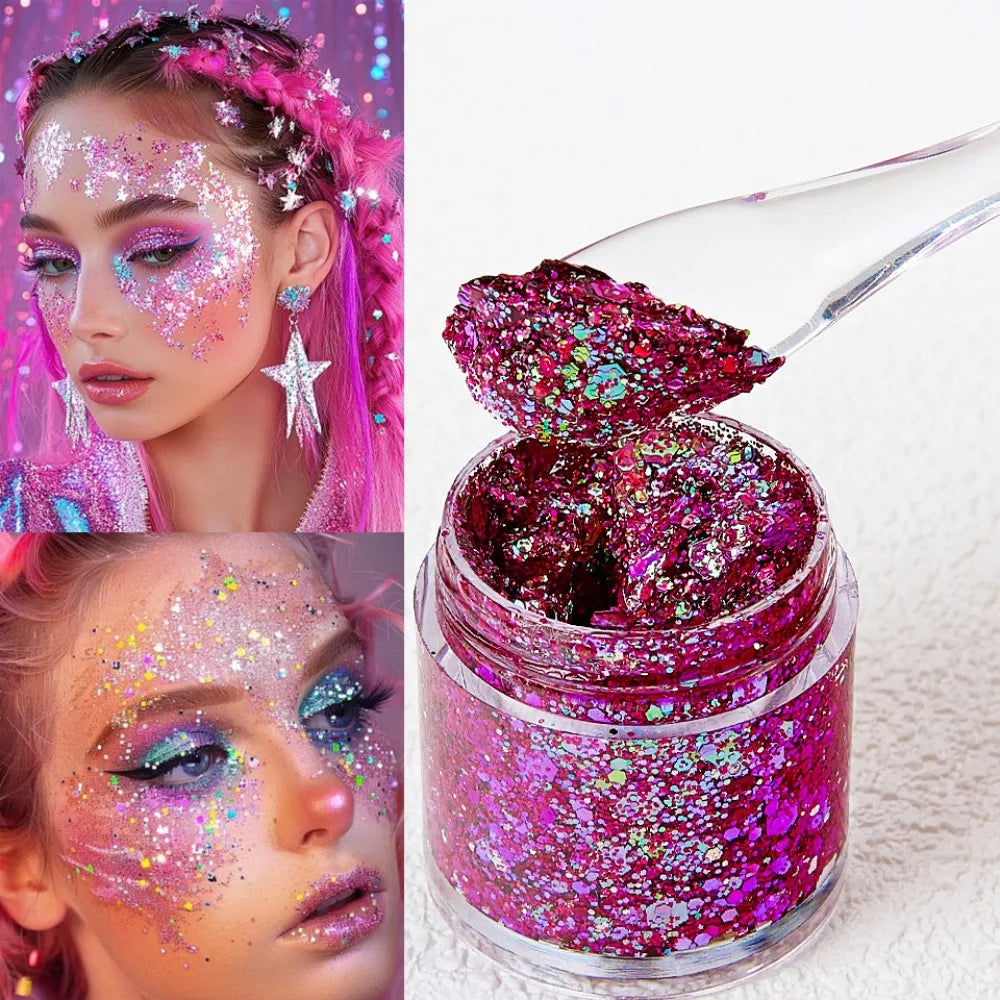 Chameleon Glitter Gel Sequins Eye Body Hair Makeup Long-lasting Zpaxo