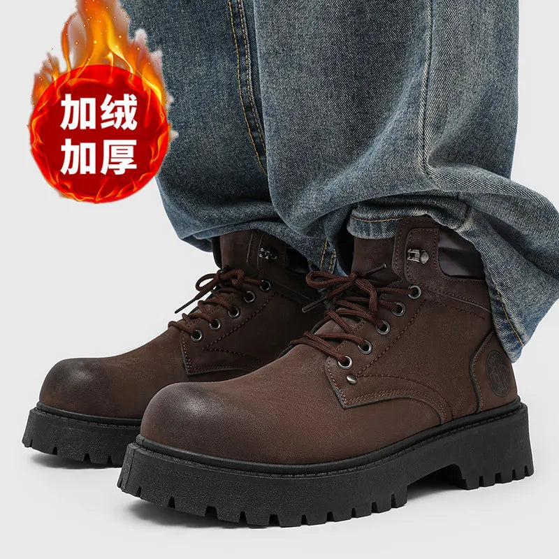 Men Boots Winter Slippers Warm Waterproof Non-slip Plush Sneakers