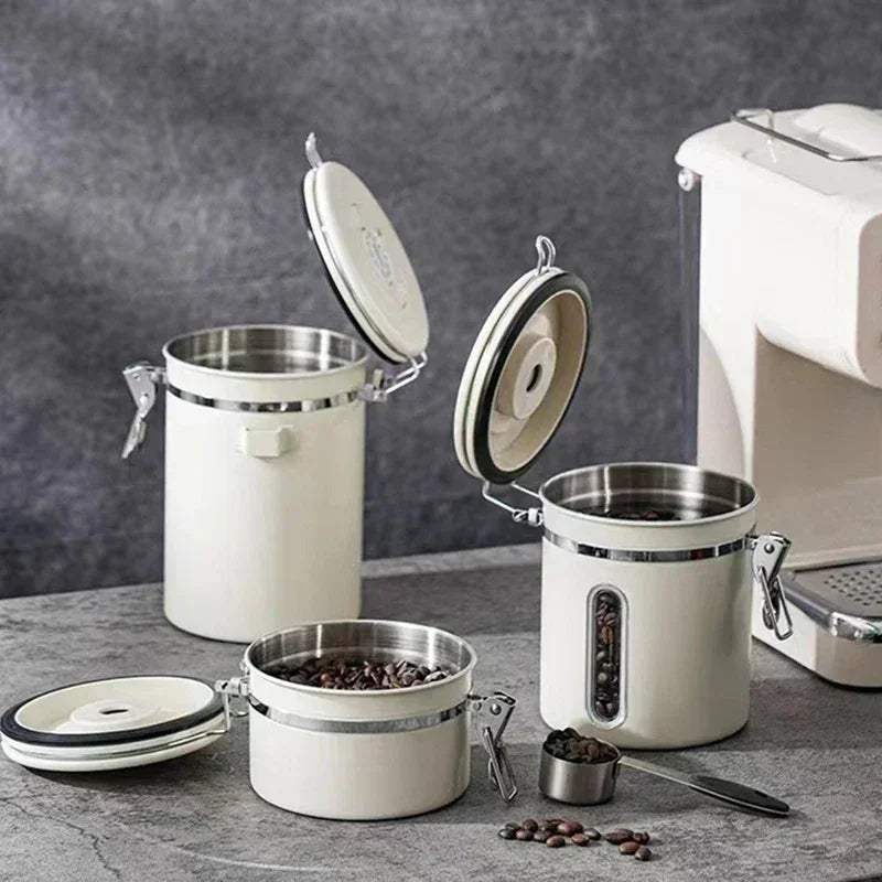 Stainless Steel Airtight Coffee Canister 1.2/1.5/1.8L | Date Tracker Coffee Storage Canister Zpaxo