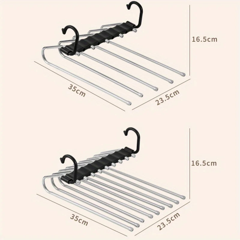 Space-Saving Trouser Hanger System - Adjustable, stackable trouser hanger for seamless garment storage for everyday use-tan Zpaxo
