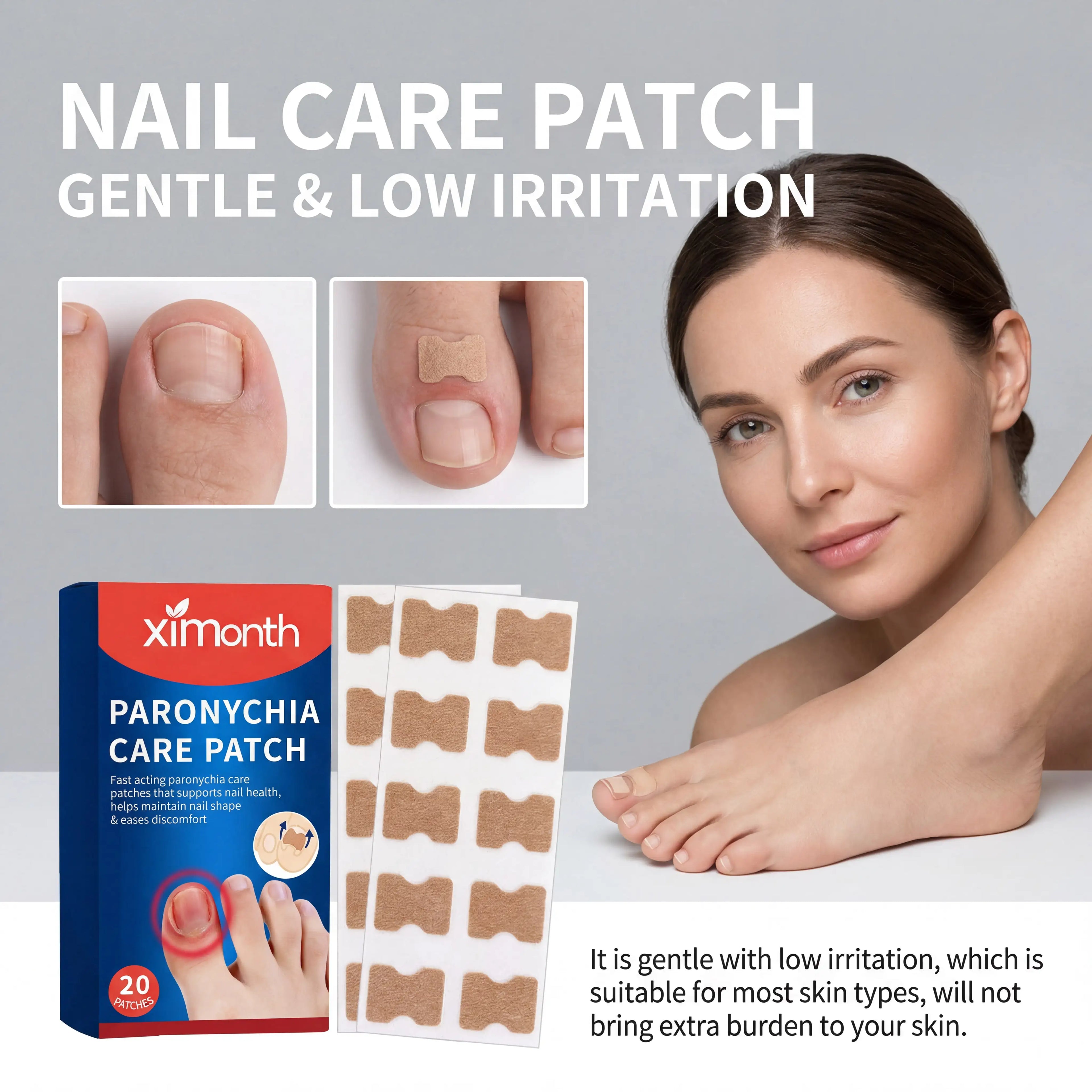 20pcs Nail Care Patches Soothing Lightweight Breathable Patch Relieve Nail Discomfort Dry Skin Remedy Hand Foot Care 4x9cm Zpaxo