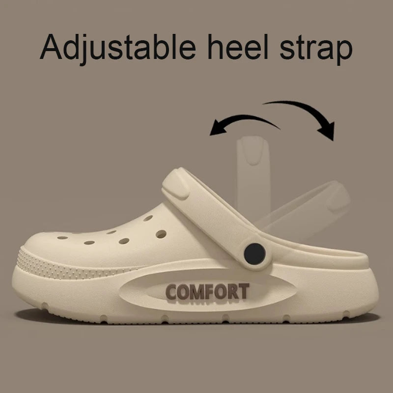 Women's Men's Slippers Summer Anti-Slip Couple Hollow Covered Toe Indoor Outdoor Casual Thick Bottom Sandals for Home Adults Zpaxo