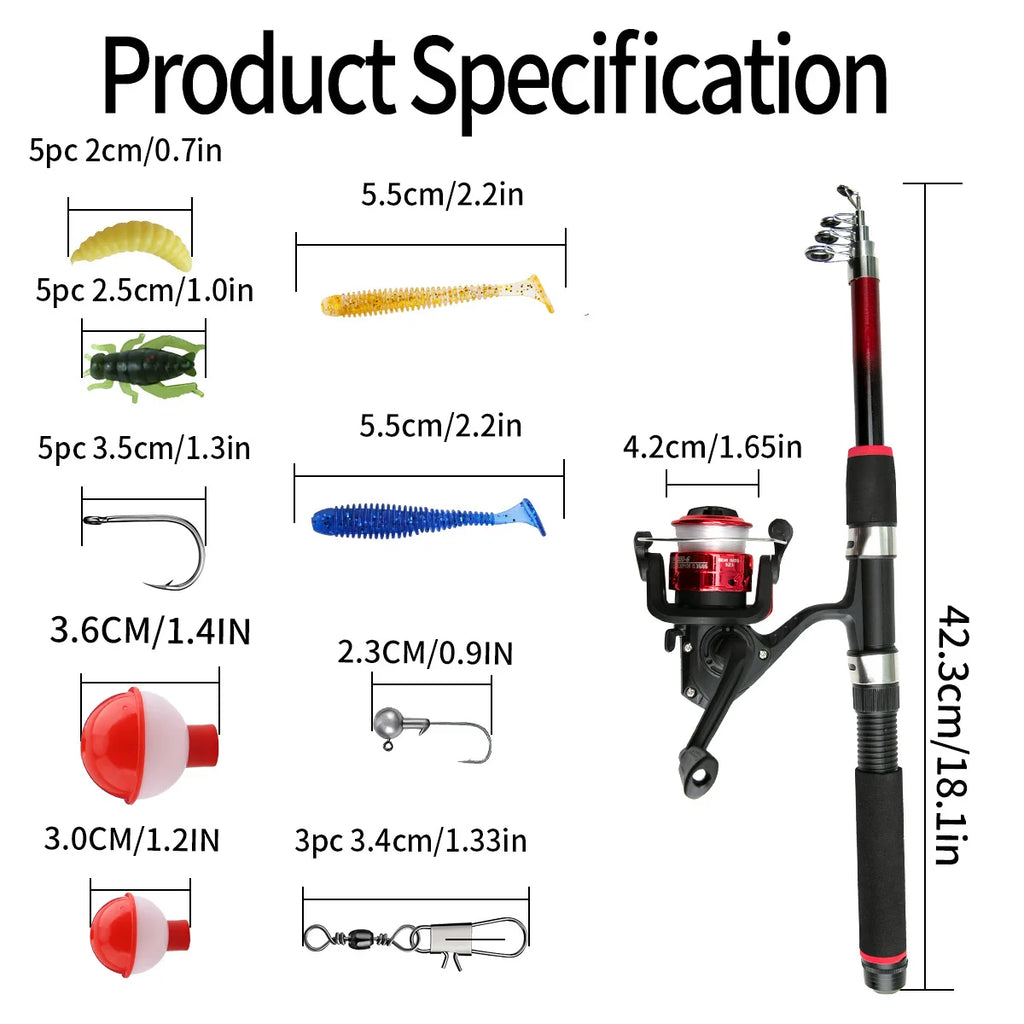 Telescopic Carbon Lure Rod Full Set – Baitcasting Fishing Kit