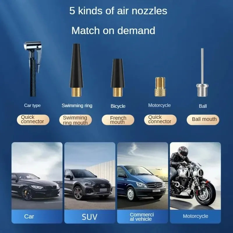 Wireless Air Pump 150psi Touch Screen Portable Electric Tire Inflator For Car Bicycle Motorcycle Mini Air Compressor Injector Zpaxo