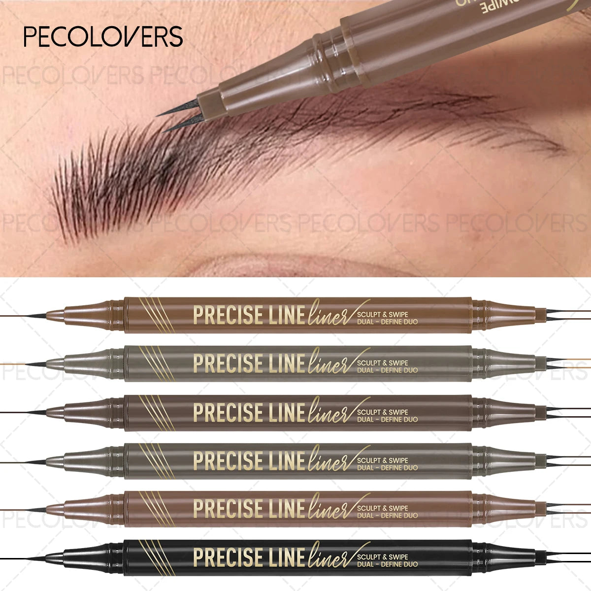 2 Forks Liquid Eyebrow Pencil Ultra-fine Eyebrow Tattoo Enhancer Waterproof Lasting Natural Eyelash Eyeliner Pen Makeup Cosmetic Zpaxo