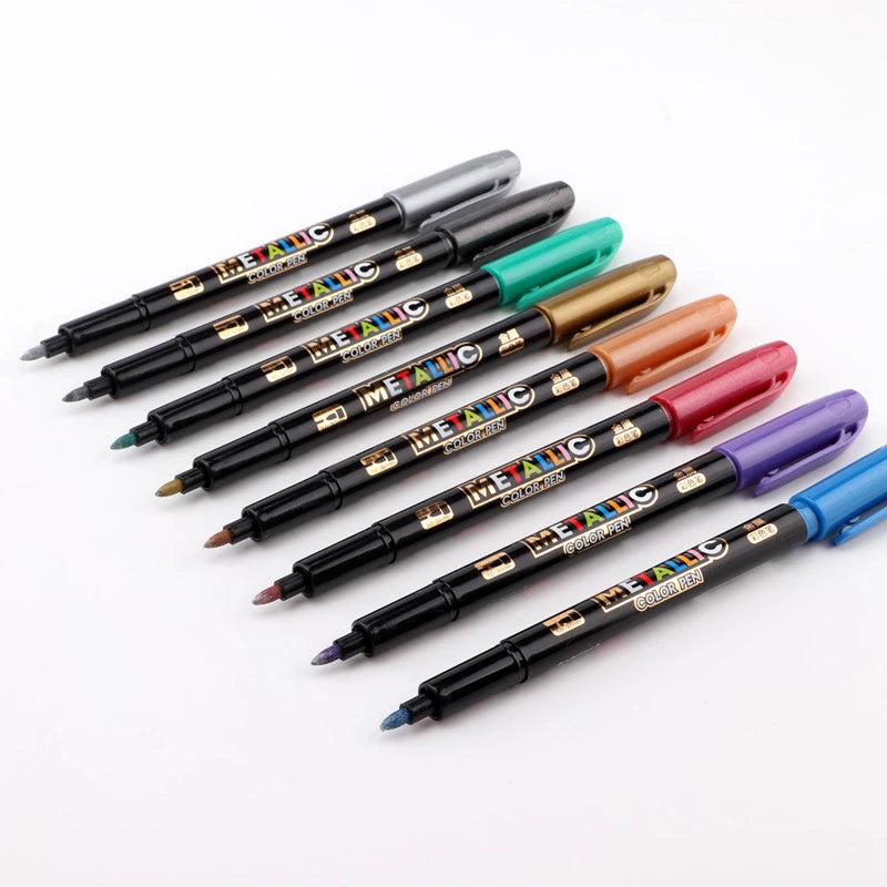 8 Colors Metallic Paint Marker Pen Permanent Art Calligraphy Office