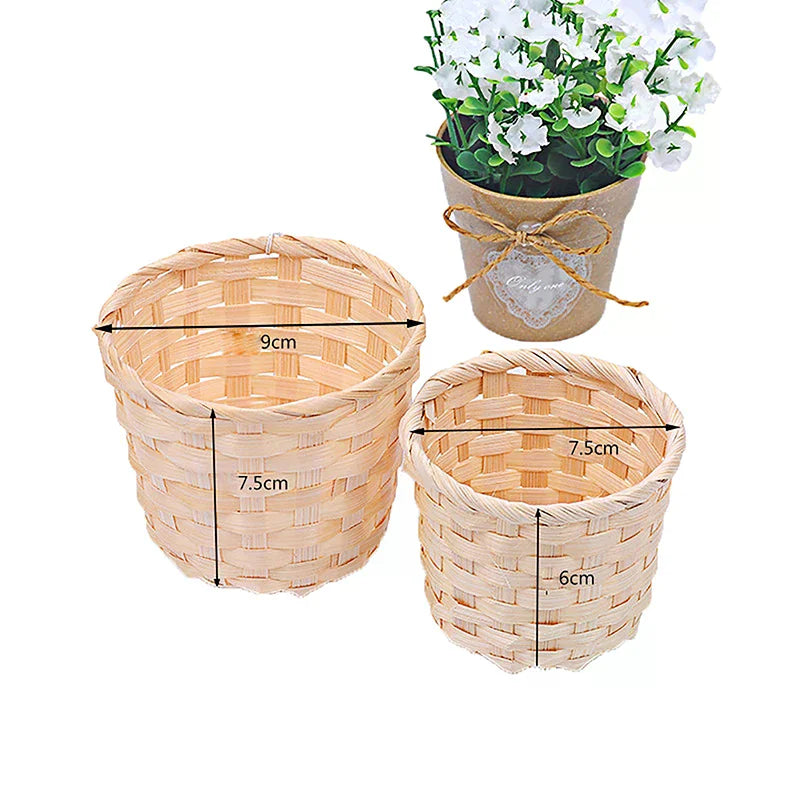 Rural Woven Baskets Bamboo Mini Desktop Storage Basket Portable Storage Baskets Fruit Arrangement Baskets Zpaxo
