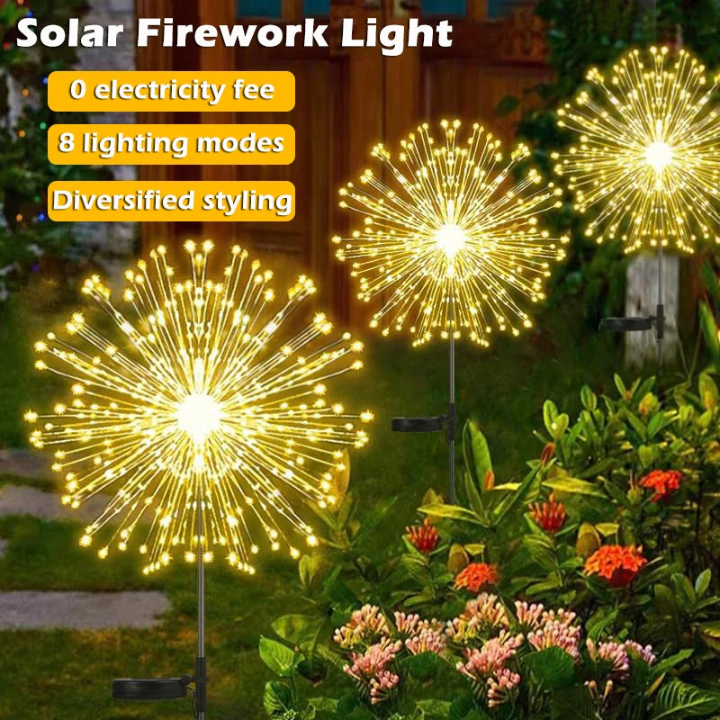 Solar LED Firework Fairy Lights – Waterproof Garden Lawn Decor