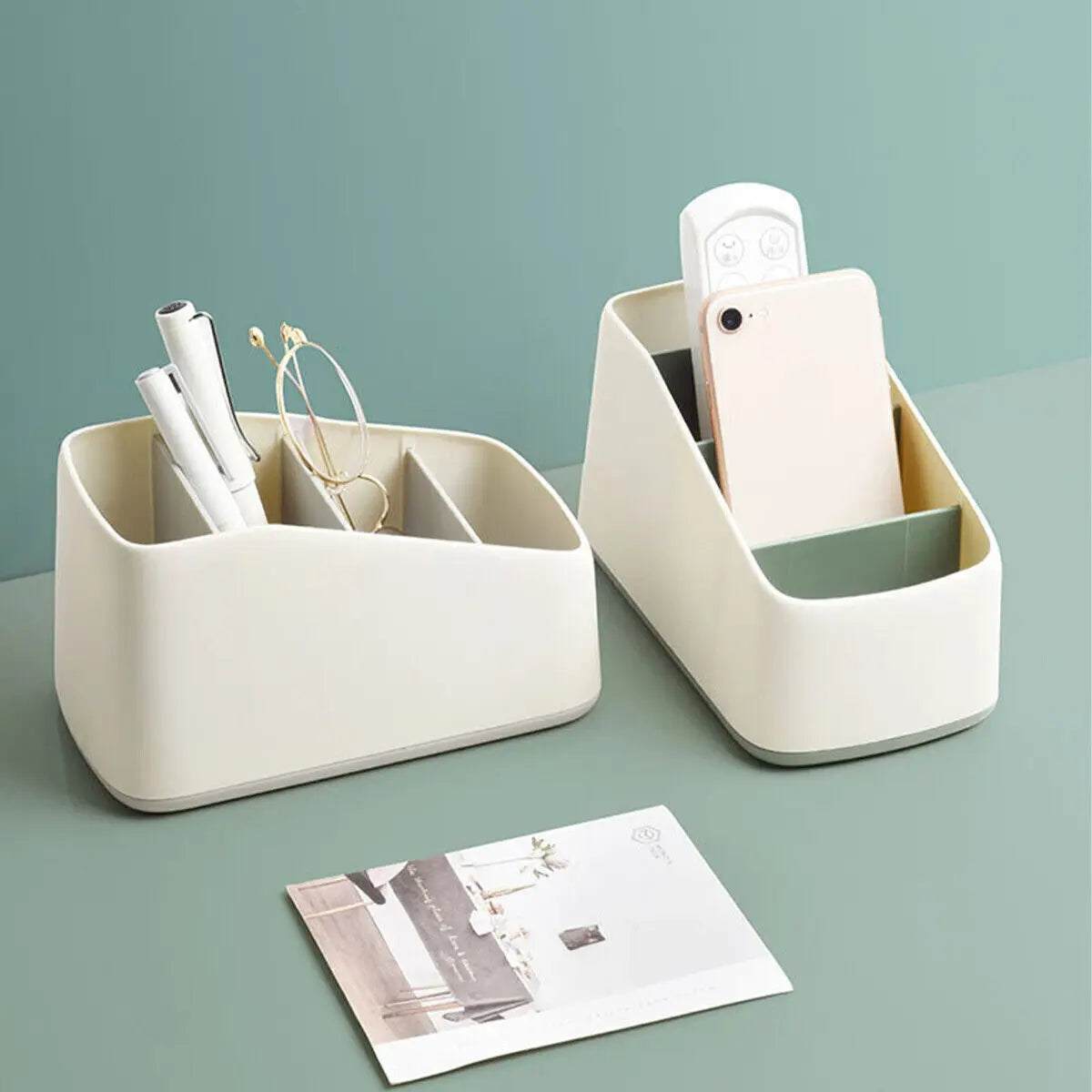 4-Slot Desktop Remote Control & Phone Organizer Box Desktop Storage Organizer Zpaxo