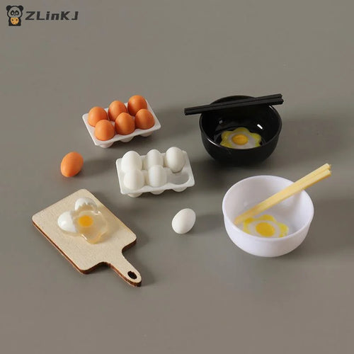 ▶1:12 Dollhouse Mini Egg Frying Pan Kitchenware Model Dollhouse Kitchen Scene Accessories Zpaxo