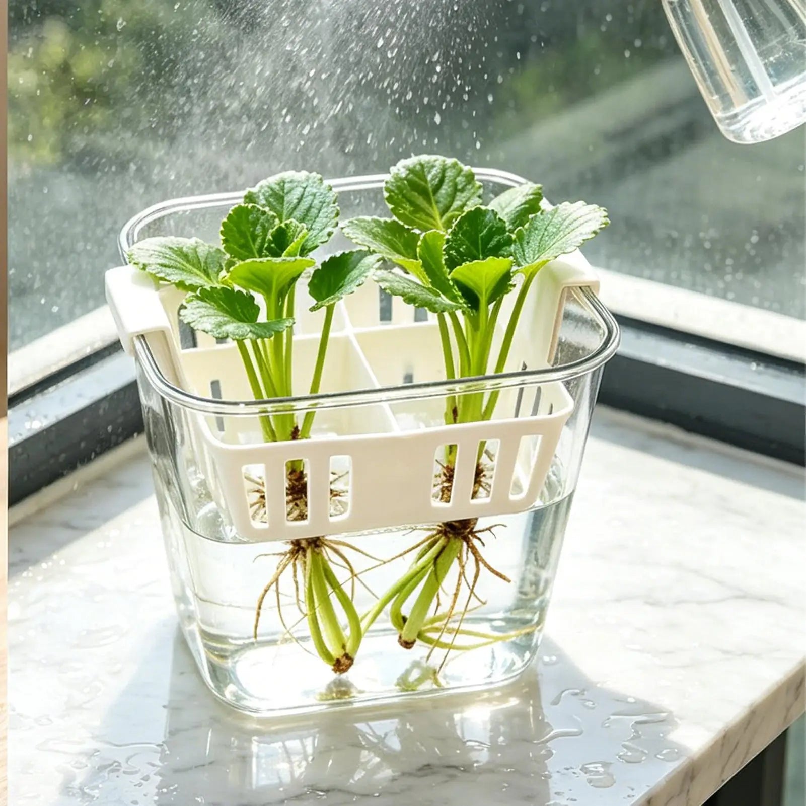 4 Grids Hydroponics Nurserys Pots Planter Containers Clear Tulips Planter Plastic Square Planting Basket Indoor Gardening Zpaxo