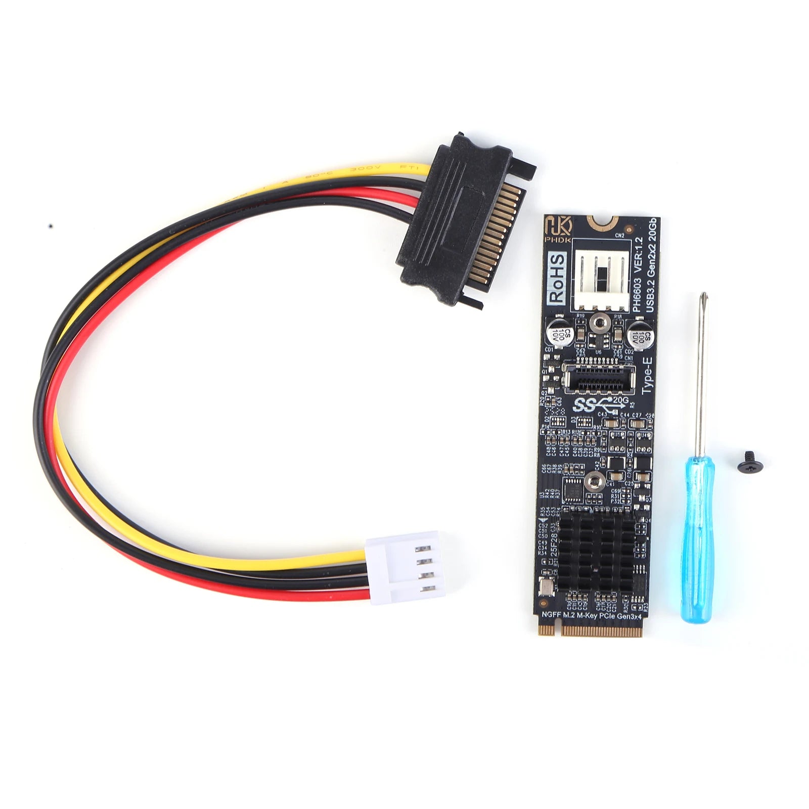 M 2 NVME MKEY USB3 Adapter 20Gbps Speed M2 Key PCIe Front Panel